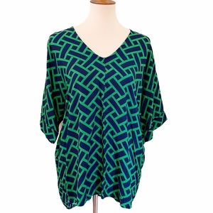 Escapada Blue & Green Geometric Print Shirt
